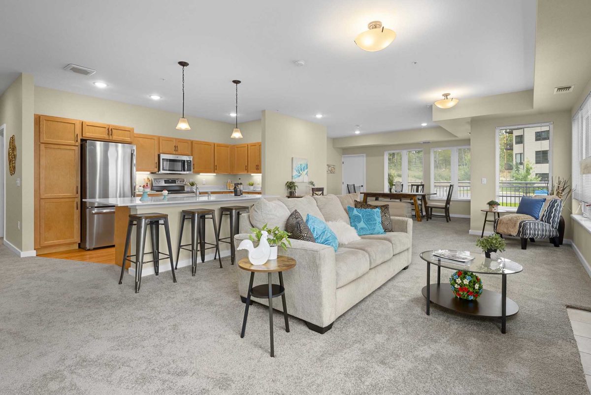 Wesley at Tehaleh Brownstone apartment San Juan Living and Kitchen