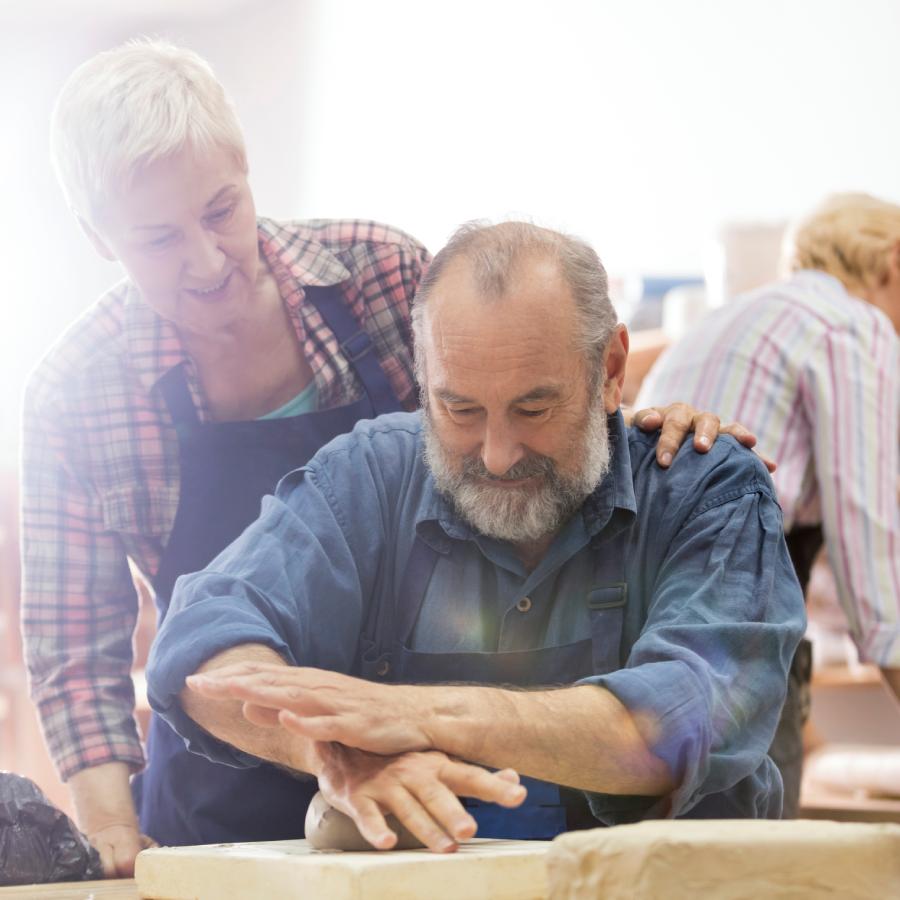 man in pottery class