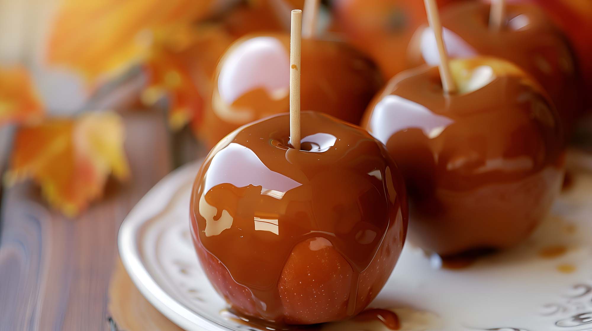 Dipped caramel apples