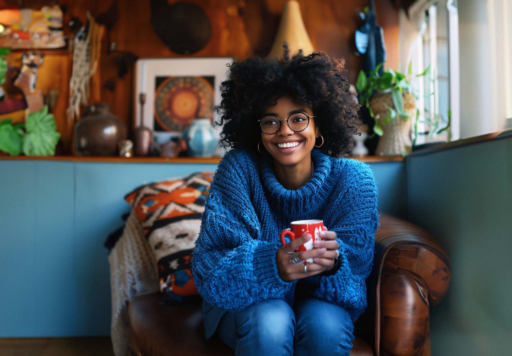 Woman with Holiday Mug