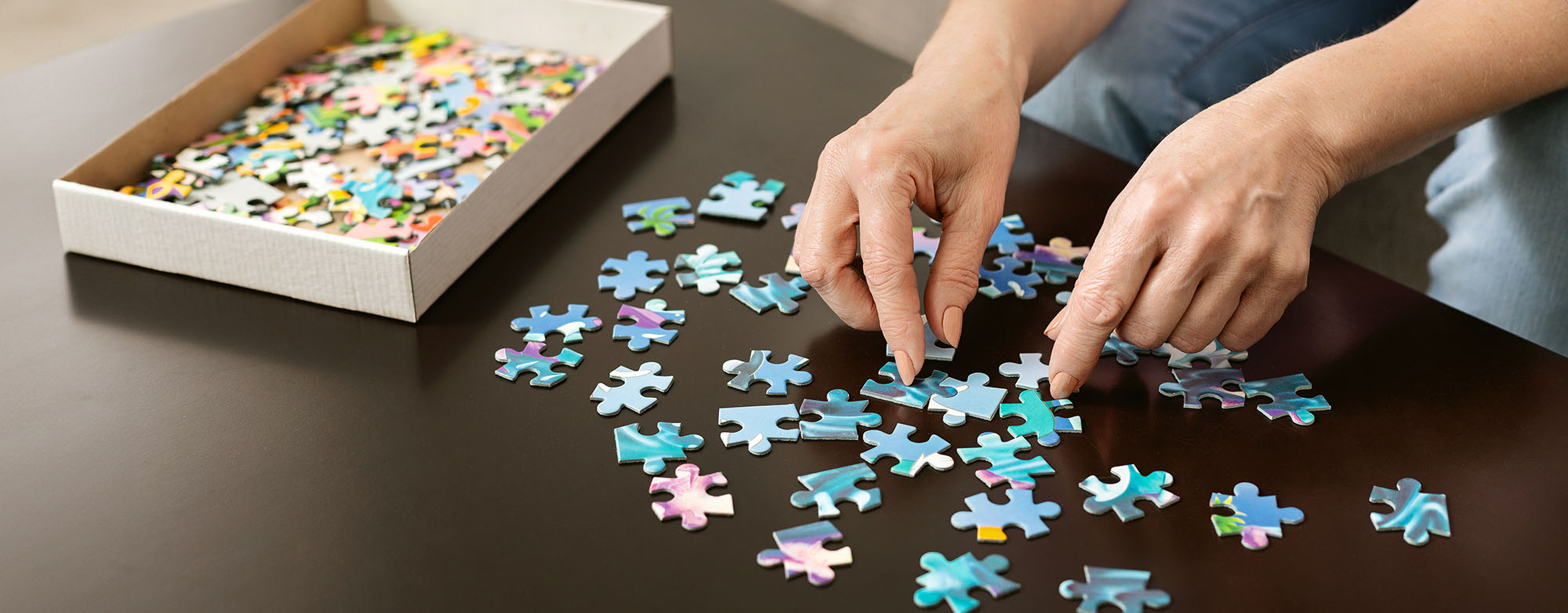 Putting together a jigsaw puzzle