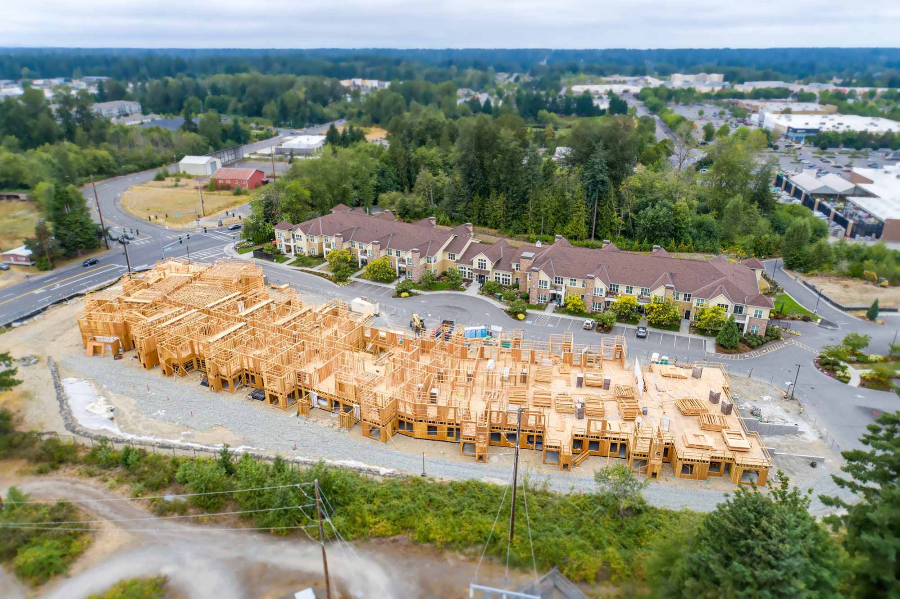 Wesley Bradley Park Aerial photo of framing of new brownstone