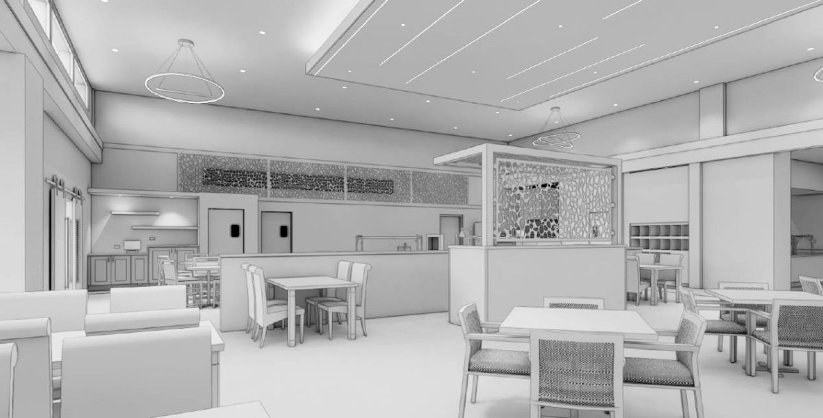 Conceptual Rendering of Terrace renovation for dining bistro kitchen
